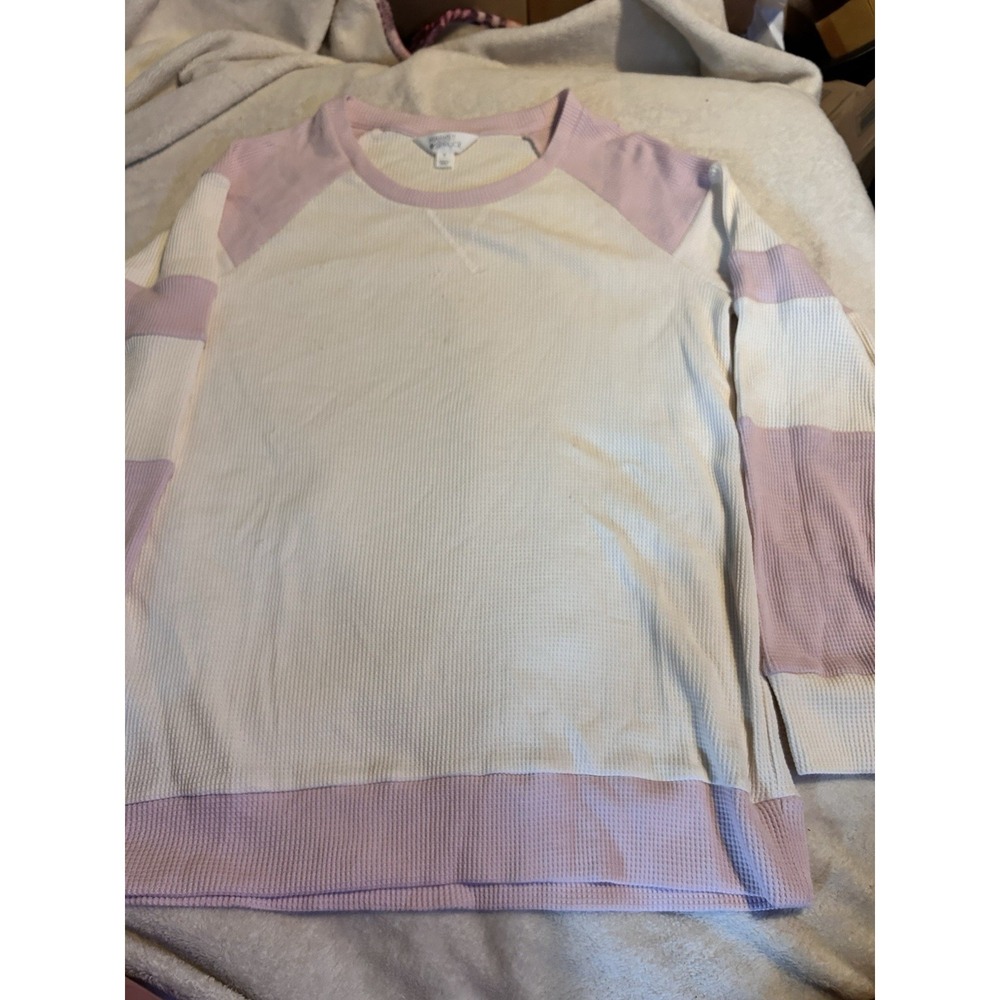 Market & Spruce Women's‎ Medium Knit Top Pink Ivory Colorblock